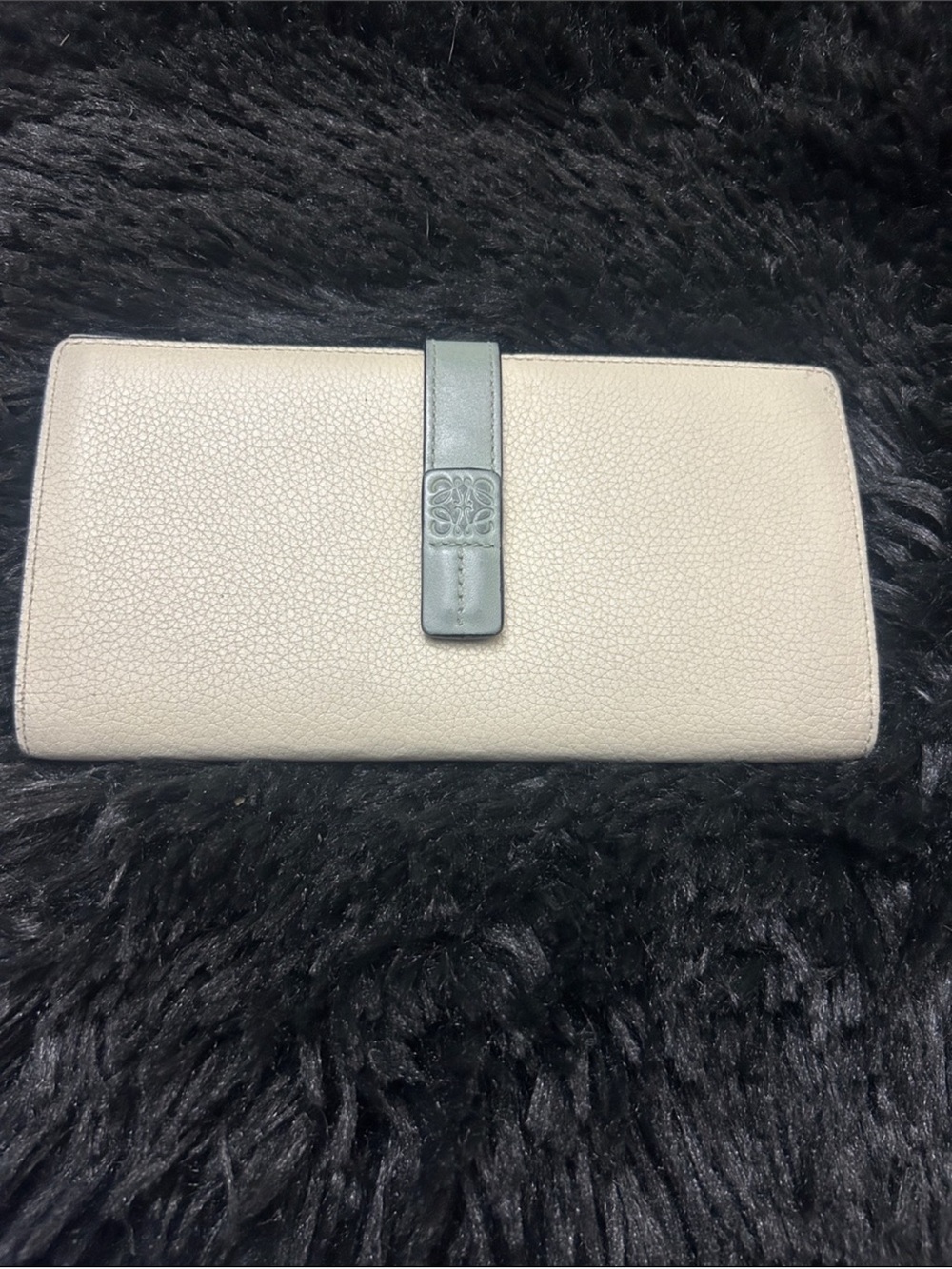 Loewe Cream Wallet with Pale Blue Strap